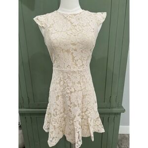 She + Sky Women's Cream Crochet Lace Dress Size M Spring Party‎ Bridal Brunch